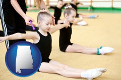 alabama map icon and gymnastics training