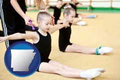 arkansas map icon and gymnastics training