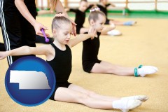 nebraska map icon and gymnastics training