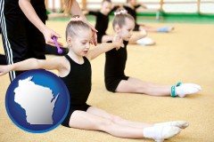 wisconsin map icon and gymnastics training